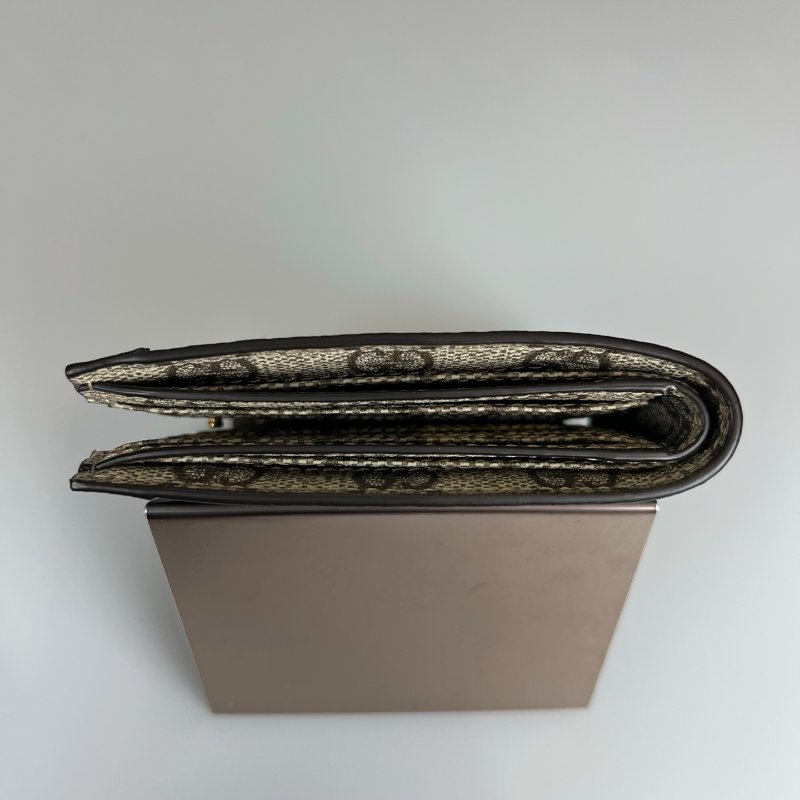 GUCCI 756526  綠格紋內裡老花對開短夾-5