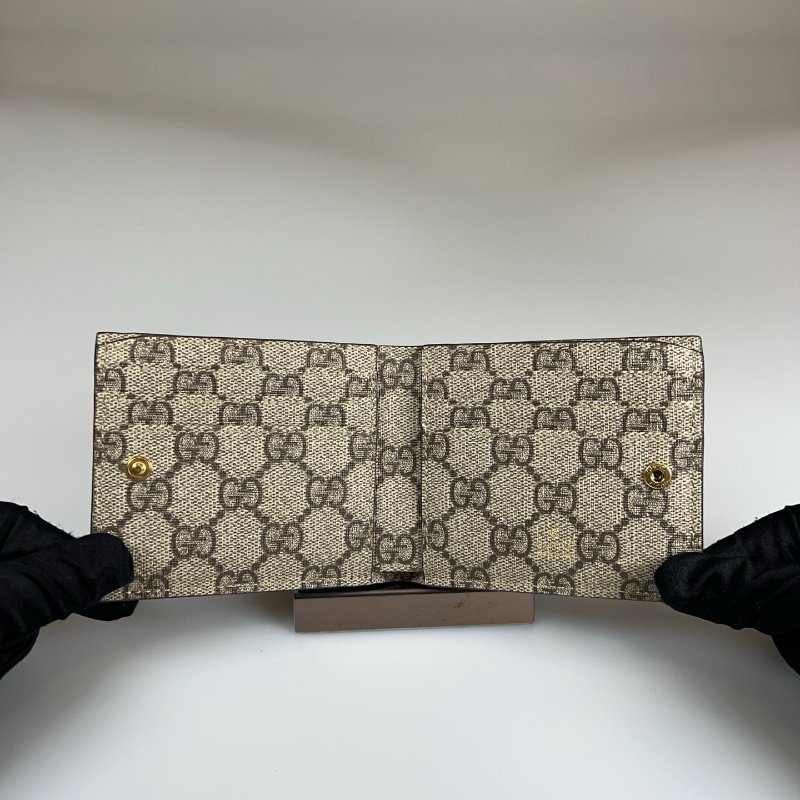 GUCCI 756526  綠格紋內裡老花對開短夾-6