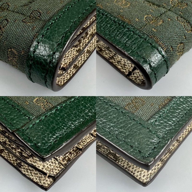 GUCCI 756526  綠格紋內裡老花對開短夾-8