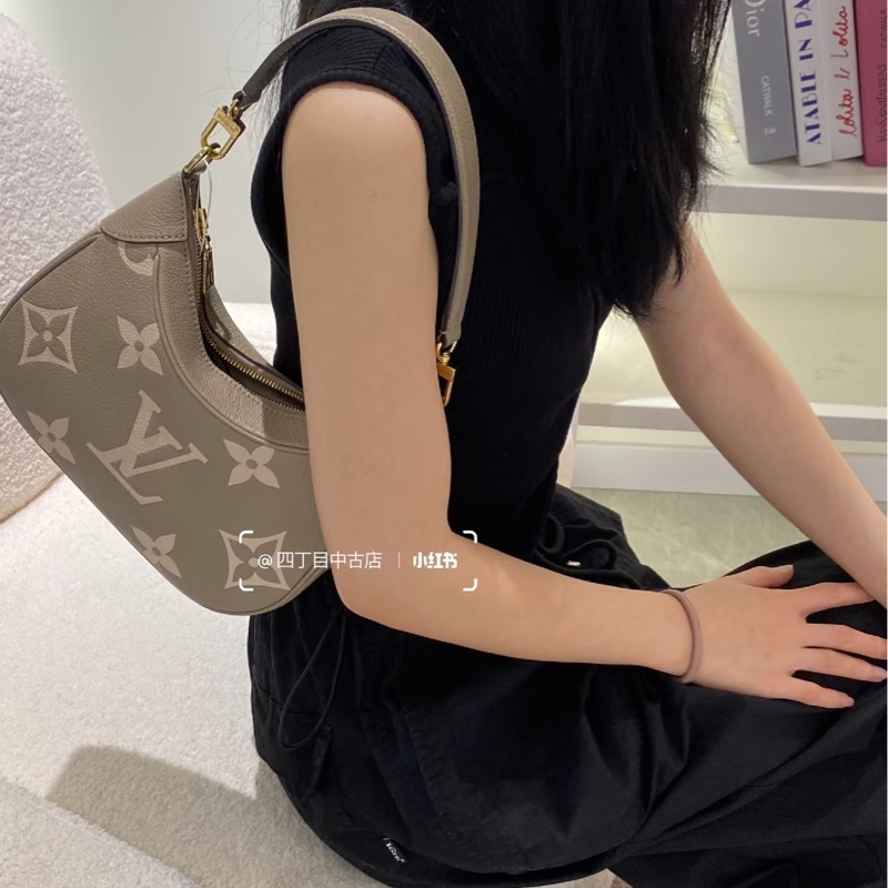 莉亞精品♡ LV bagatelle 大象灰 壓花牛角包 二手美包-1