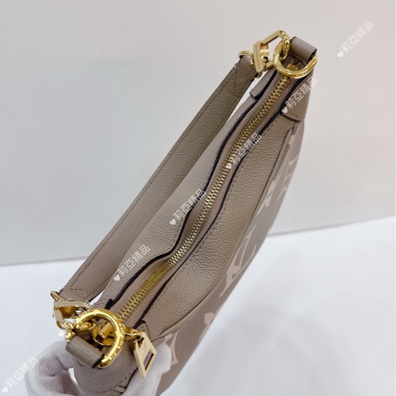 莉亞精品♡ LV bagatelle 大象灰 壓花牛角包 二手美包-13