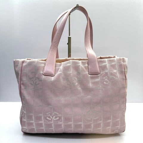 CHANEL 香奈兒 粉色冰格新旅行系列托特包 BAG NEW TRAVEL LINE TOTE GM （無卡）
