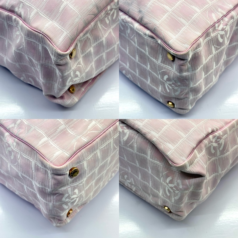 CHANEL 香奈兒 粉色冰格新旅行系列托特包 BAG NEW TRAVEL LINE TOTE GM （無卡）-3