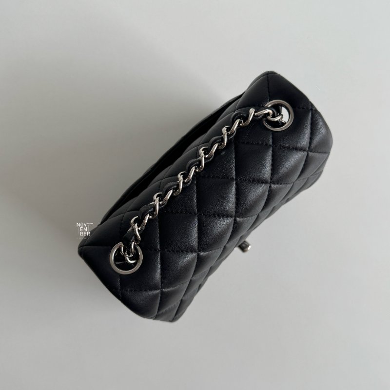 98新🖤 保卡款 27開 Chanel 香奈兒 方胖 黑色銀釦-2