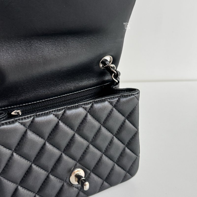98新🖤 保卡款 27開 Chanel 香奈兒 方胖 黑色銀釦-3