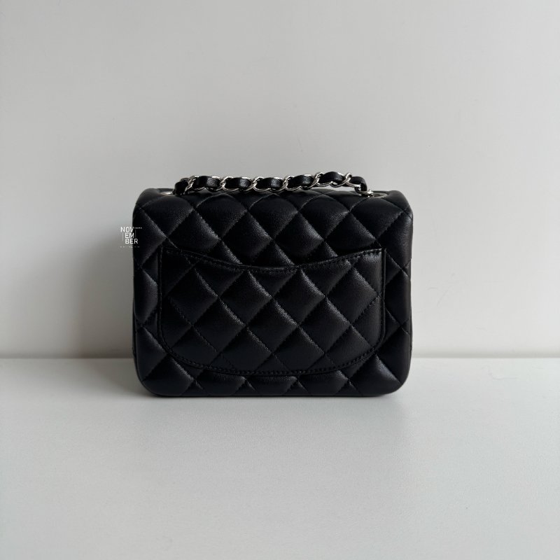 98新🖤 保卡款 27開 Chanel 香奈兒 方胖 黑色銀釦-5