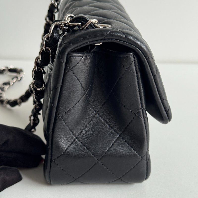 98新🖤 保卡款 27開 Chanel 香奈兒 方胖 黑色銀釦-6
