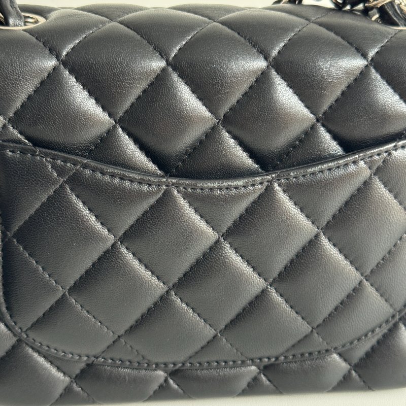 98新🖤 保卡款 27開 Chanel 香奈兒 方胖 黑色銀釦-7