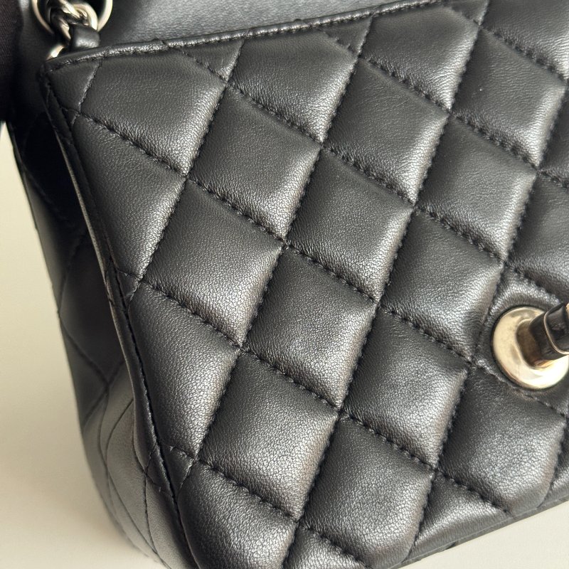 98新🖤 保卡款 27開 Chanel 香奈兒 方胖 黑色銀釦-11