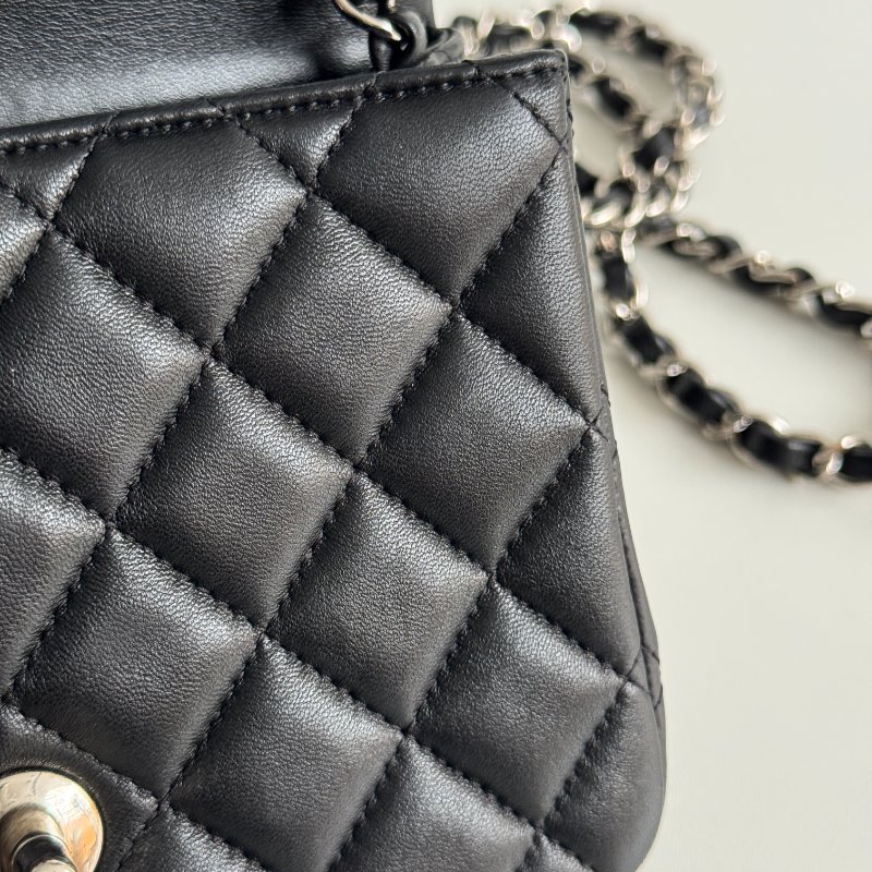 98新🖤 保卡款 27開 Chanel 香奈兒 方胖 黑色銀釦-12