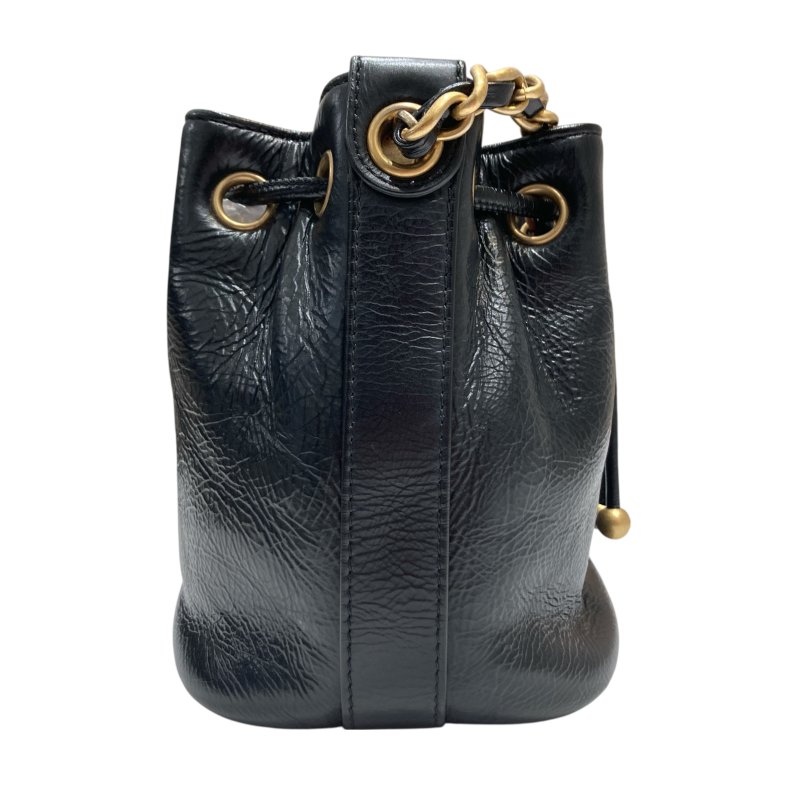 CHANEL 香奈兒 COCO LOGO 雙C 水桶包包 小牛皮 黑色 金釦-3