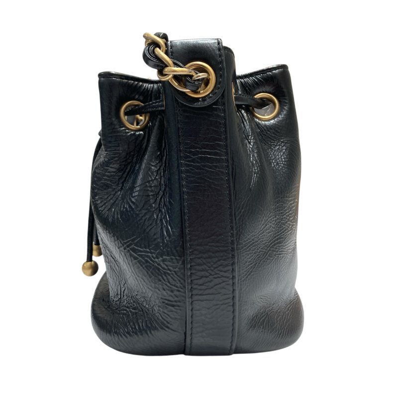 CHANEL 香奈兒 COCO LOGO 雙C 水桶包包 小牛皮 黑色 金釦-4