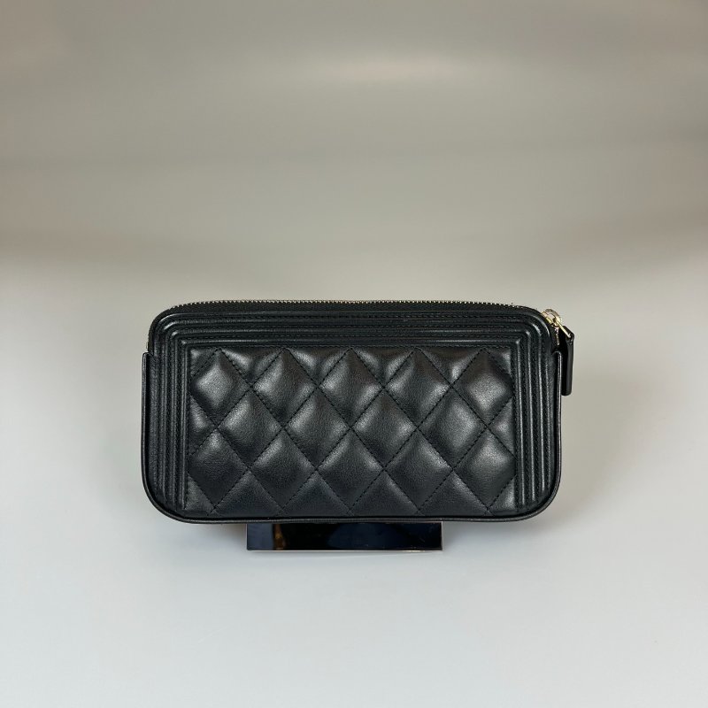 CHANEL BOY雙層WOC 黑羊皮 A84069/26開-1