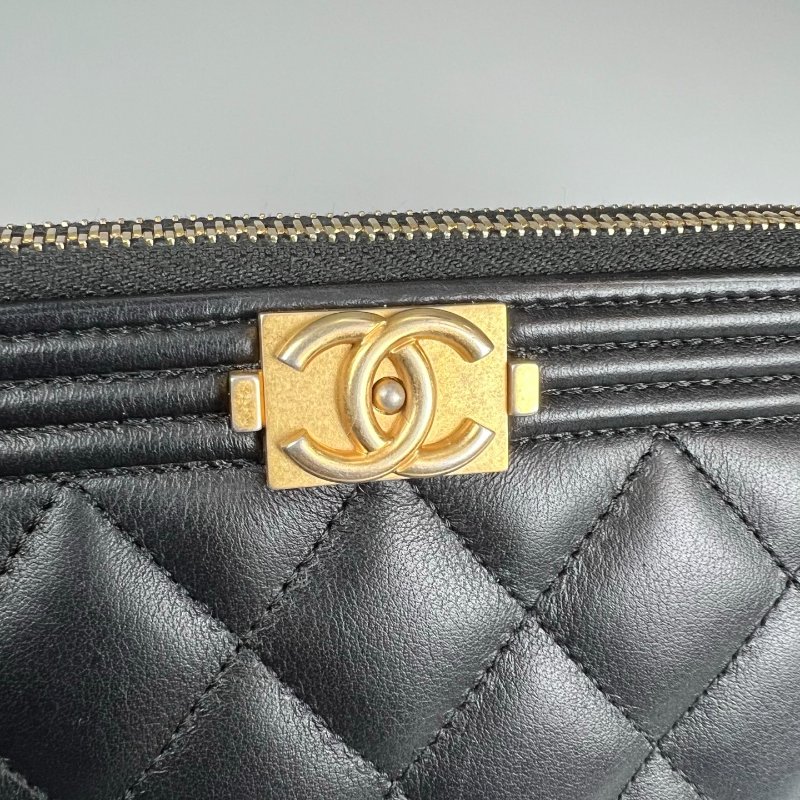 CHANEL BOY雙層WOC 黑羊皮 A84069/26開-5