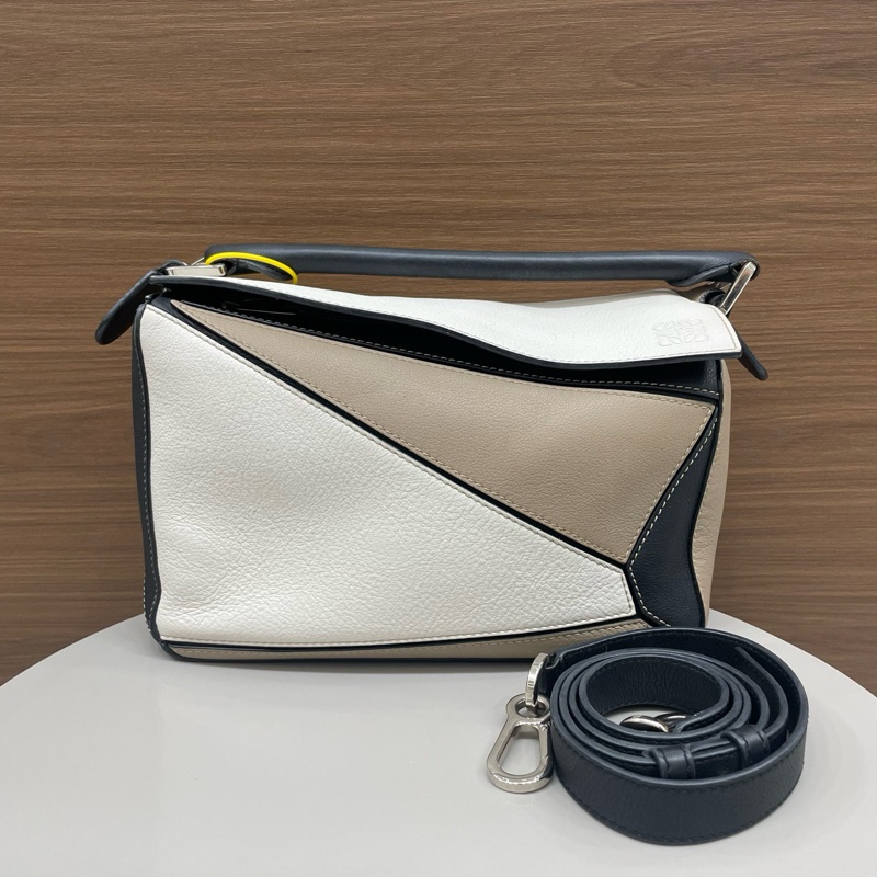 羅意威 Puzzle 拼色小號 黑白棕色拼-0