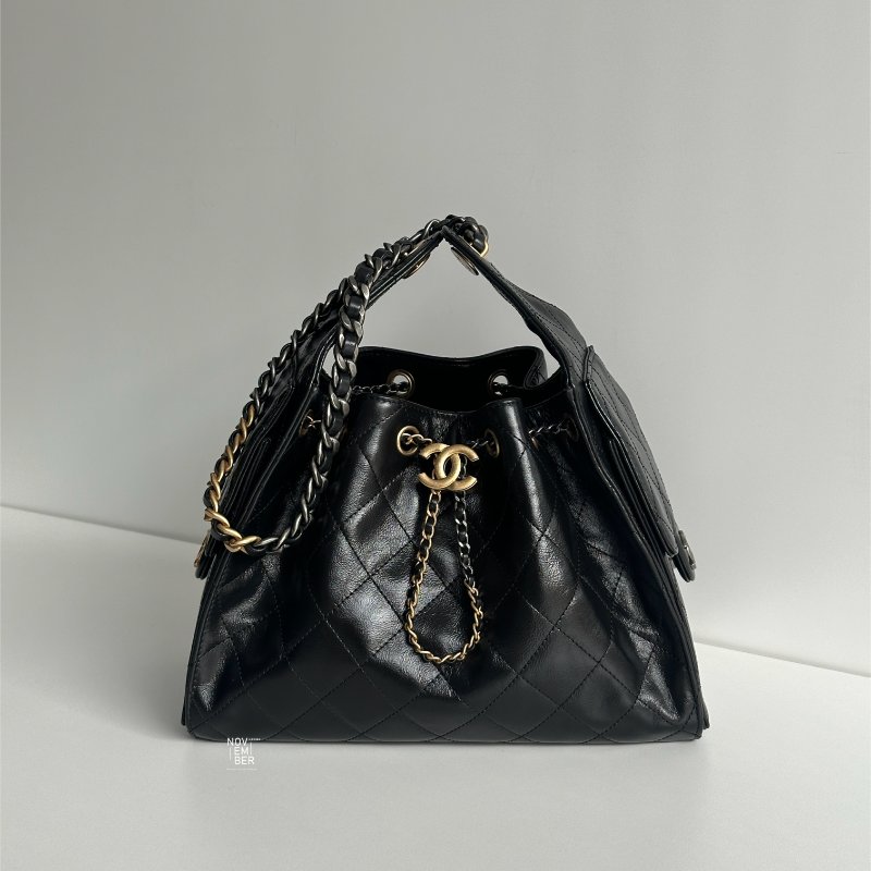 全新有購證🖤 爆款包包❤️‍🔥 Chanel 香奈兒 25 Hobo Bag 黑金小號-0