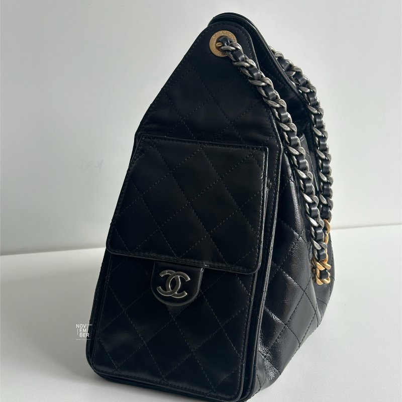 全新有購證🖤 爆款包包❤️‍🔥 Chanel 香奈兒 25 Hobo Bag 黑金小號-1