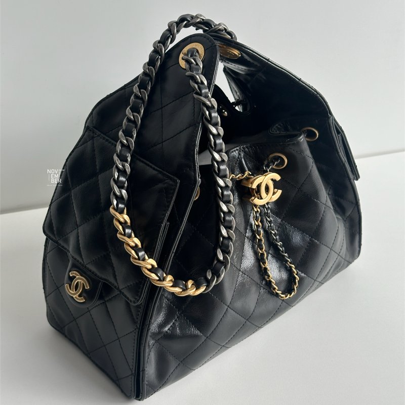 全新有購證🖤 爆款包包❤️‍🔥 Chanel 香奈兒 25 Hobo Bag 黑金小號-2