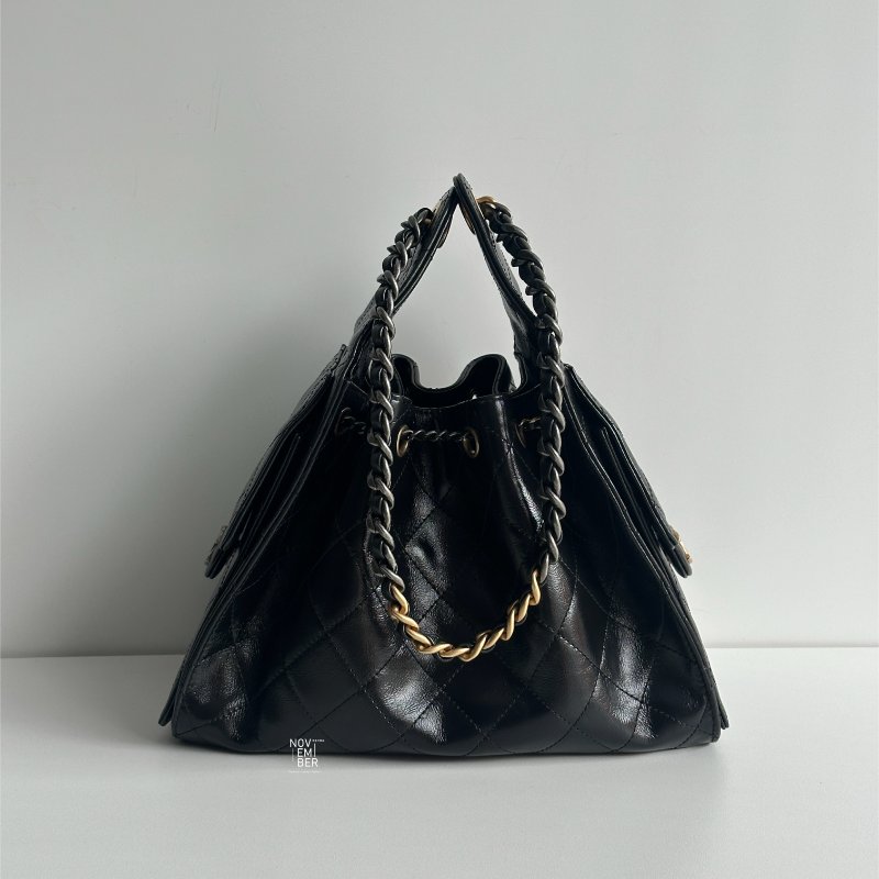 全新有購證🖤 爆款包包❤️‍🔥 Chanel 香奈兒 25 Hobo Bag 黑金小號-5