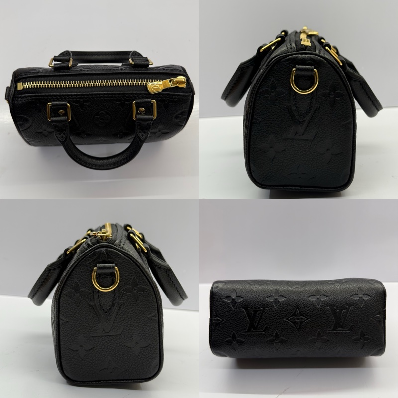 LOUIS VUITTON  路易威登 黑色老花壓紋牛皮手提斜背2way包 EMPREINTE NANO SPEEDY M82450-3