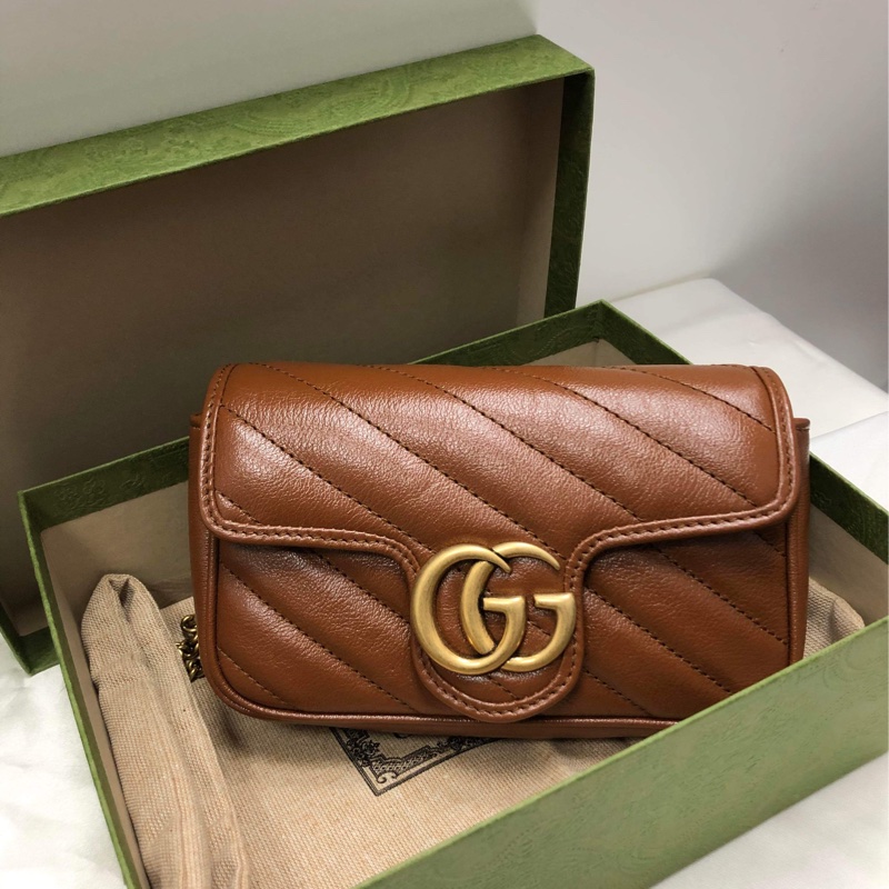 Gucci Marmont迷你咖金全皮鏈條包-0