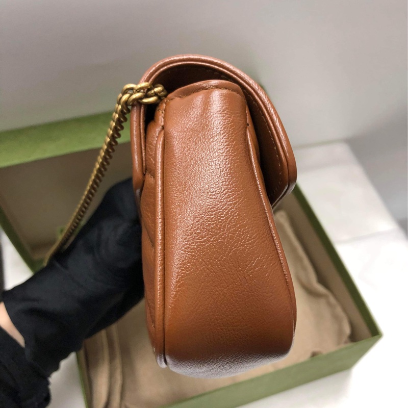 Gucci Marmont迷你咖金全皮鏈條包-2