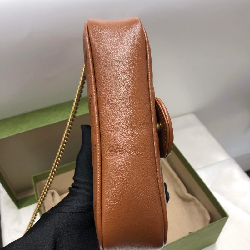 Gucci Marmont迷你咖金全皮鏈條包-7