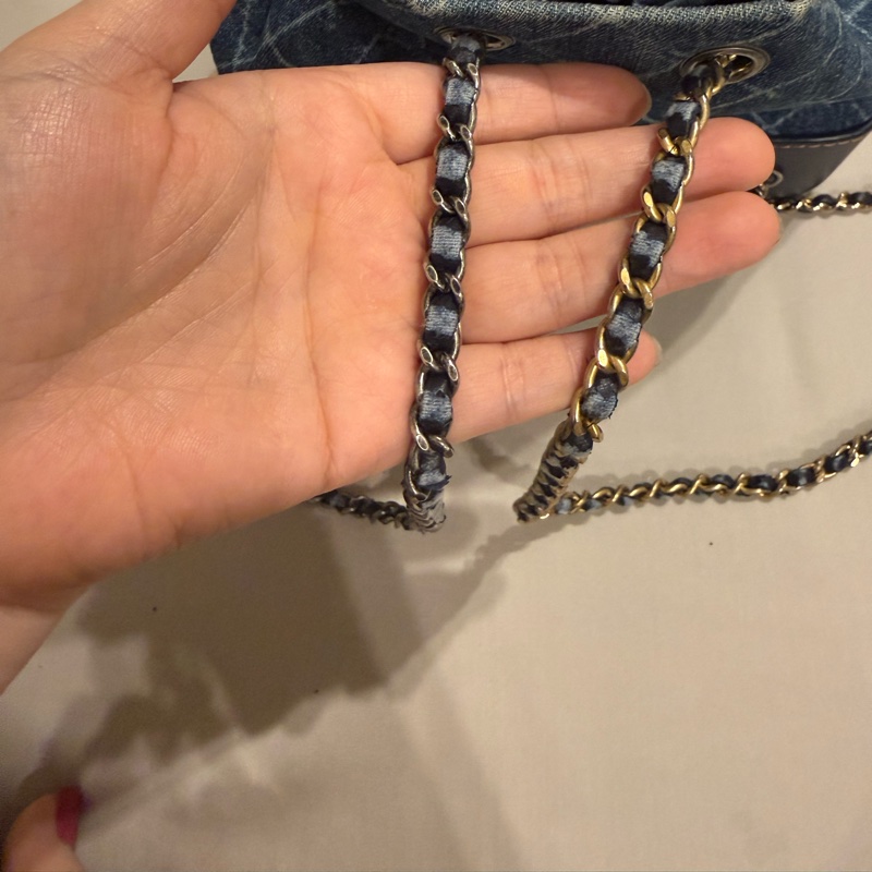 Chanel 香奈兒 丹寧流浪雙肩包（小號）-10