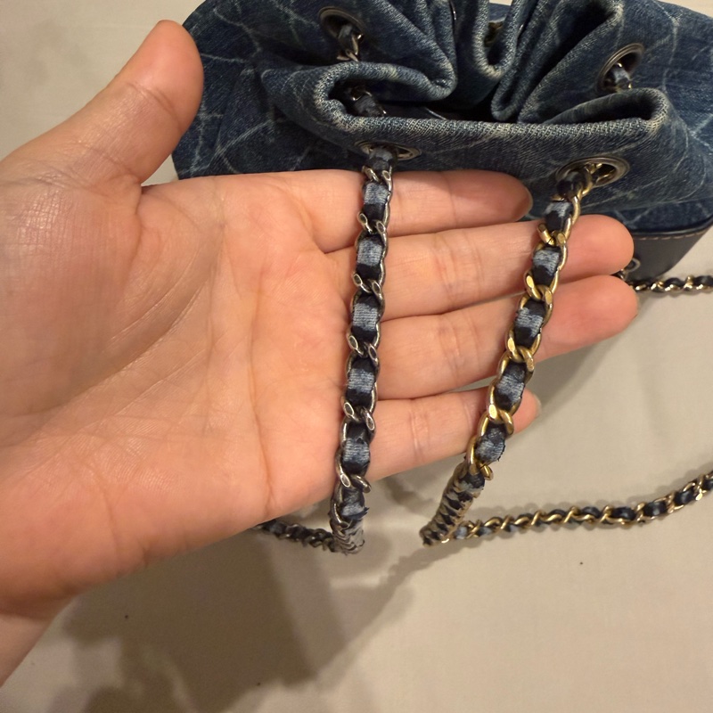 Chanel 香奈兒 丹寧流浪雙肩包（小號）-21