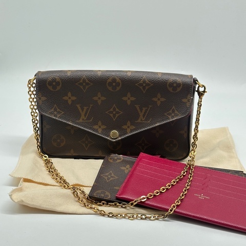 LV路易威登 三合一滿印老花 塗層帆布 21x12x3 芯片款