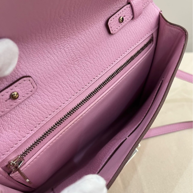 🌈Hermes💗Cinhetic to go💗X9粉色銀扣🌈98新🌟山羊皮🌟愛馬仕🌟-1