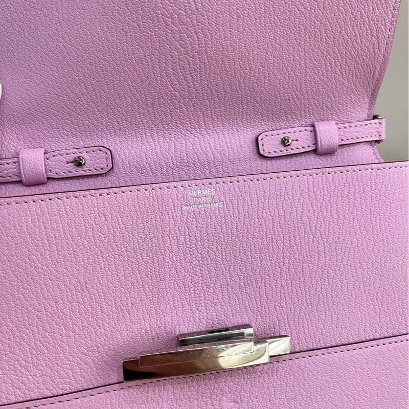 🌈Hermes💗Cinhetic to go💗X9粉色銀扣🌈98新🌟山羊皮🌟愛馬仕🌟-2