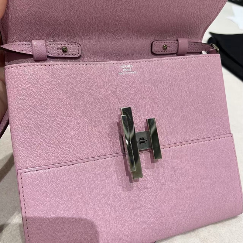 🌈Hermes💗Cinhetic to go💗X9粉色銀扣🌈98新🌟山羊皮🌟愛馬仕🌟-3