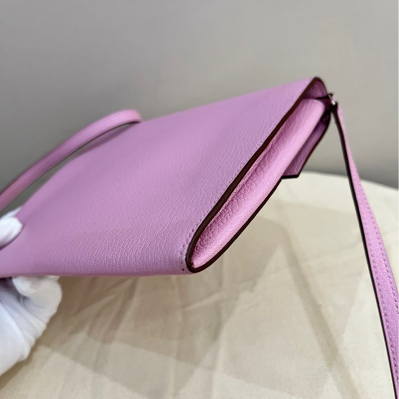 🌈Hermes💗Cinhetic to go💗X9粉色銀扣🌈98新🌟山羊皮🌟愛馬仕🌟-4