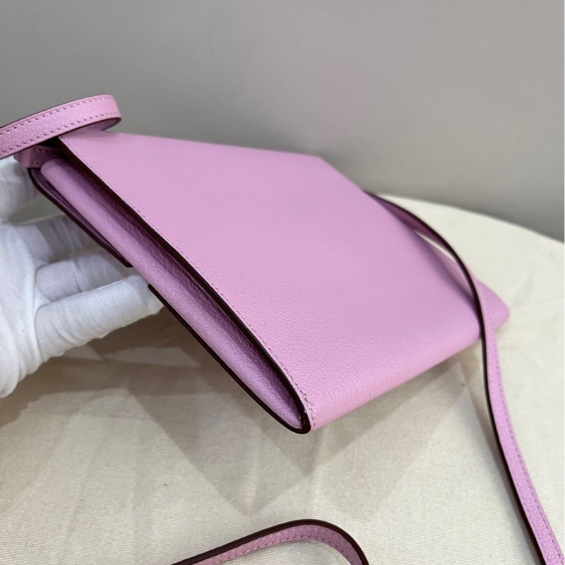 🌈Hermes💗Cinhetic to go💗X9粉色銀扣🌈98新🌟山羊皮🌟愛馬仕🌟-5