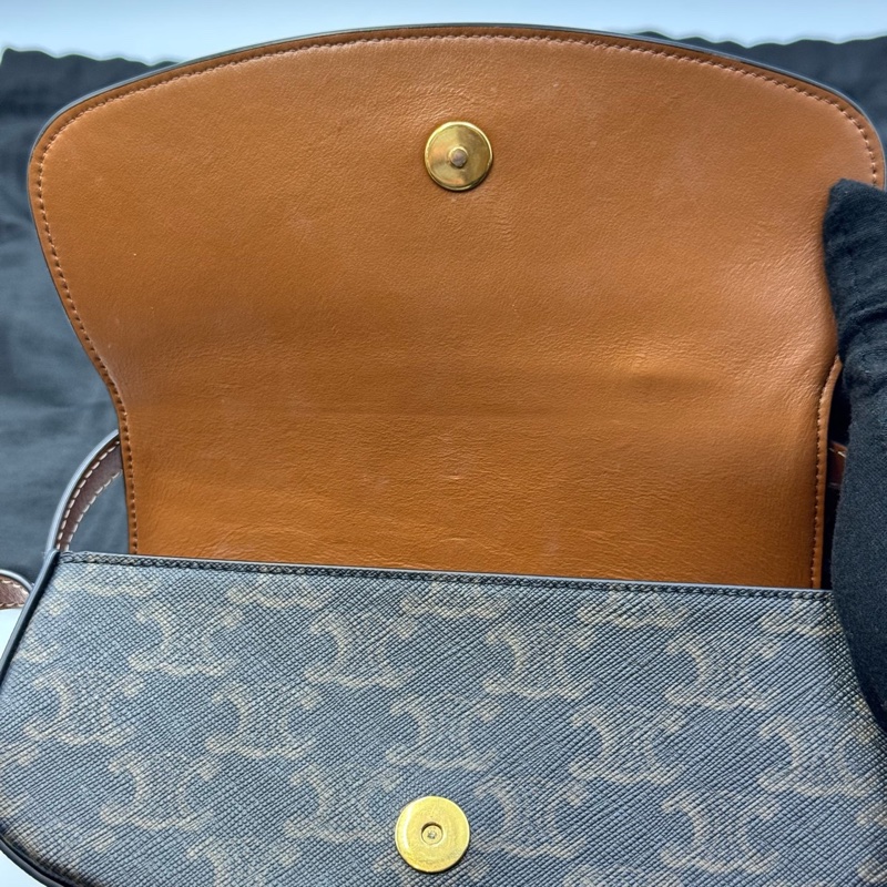 賽琳/Celine 凱旋門經典老花mini鎖頭手提腋下包 18*5* 23年-9