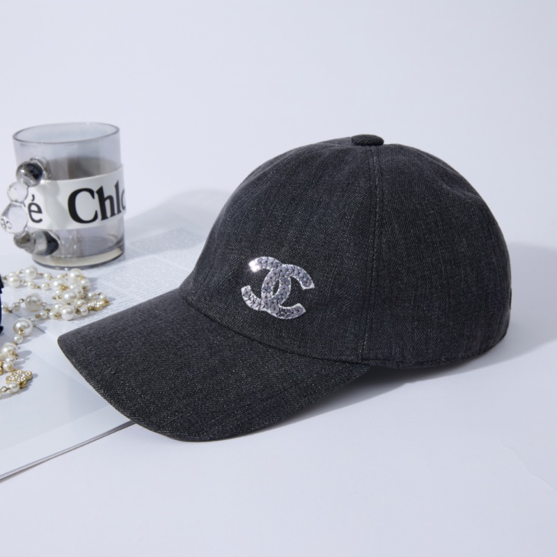 ❤️CHANEL 黑色牛仔面料 Logo 棒球帽-0