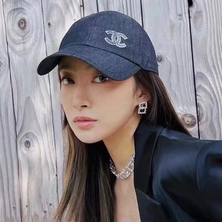 ❤️CHANEL 黑色牛仔面料 Logo 棒球帽-1