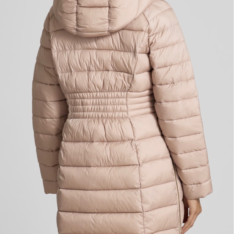 Michael kors銀粉色長版連帽輕羽絨外套-3