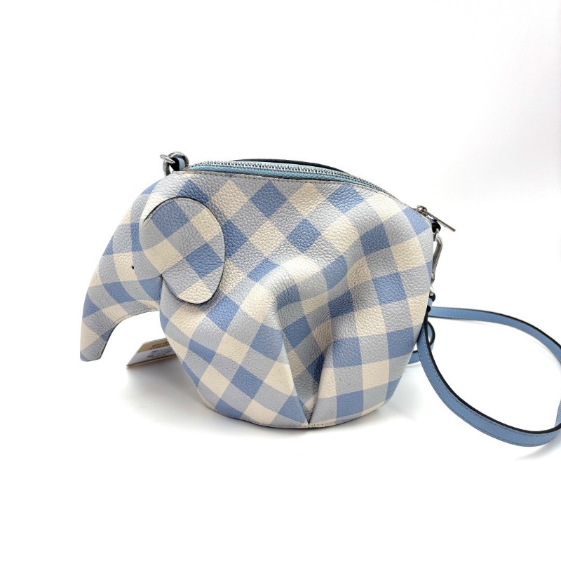 LOEWE Animal動物系列 藍白格紋小象包11.5*16*9 98新配件塵袋-1