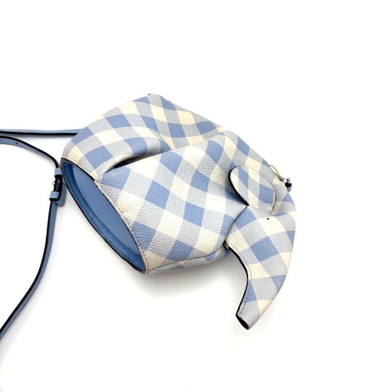 LOEWE Animal動物系列 藍白格紋小象包11.5*16*9 98新配件塵袋-5