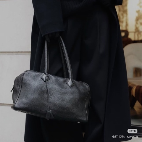 HERMES 維多利亞黑銀手提腋下包35*23*16 98新配件塵袋鑰匙鎖