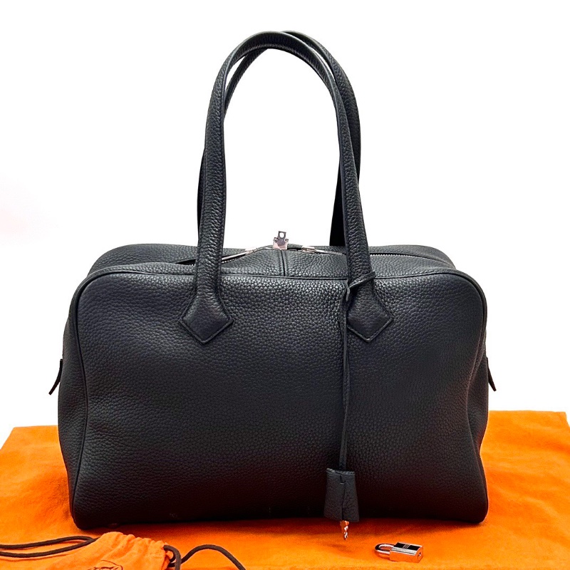 HERMES 維多利亞黑銀手提腋下包35*23*16 98新配件塵袋鑰匙鎖-1