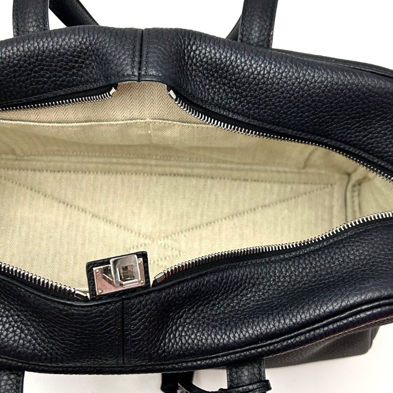 HERMES 維多利亞黑銀手提腋下包35*23*16 98新配件塵袋鑰匙鎖-2