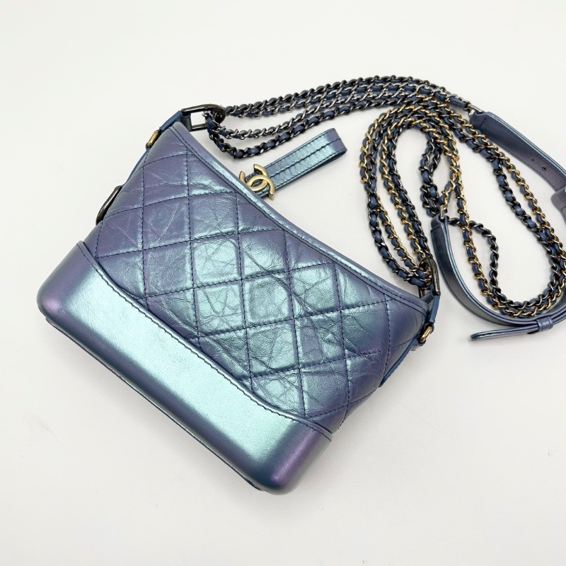 CHANEL人魚姬藍色小號流浪包20*15*8 98新配件塵袋保卡-3