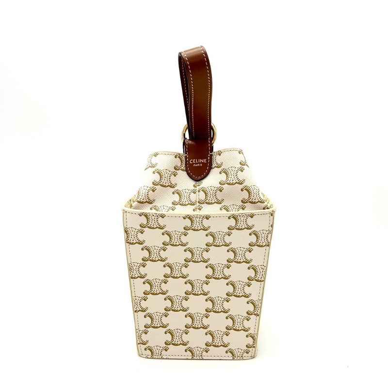 CELINE 秀款白色凱旋門老花 StrapBox小方盒子包11*14*11 98新配件塵袋-1