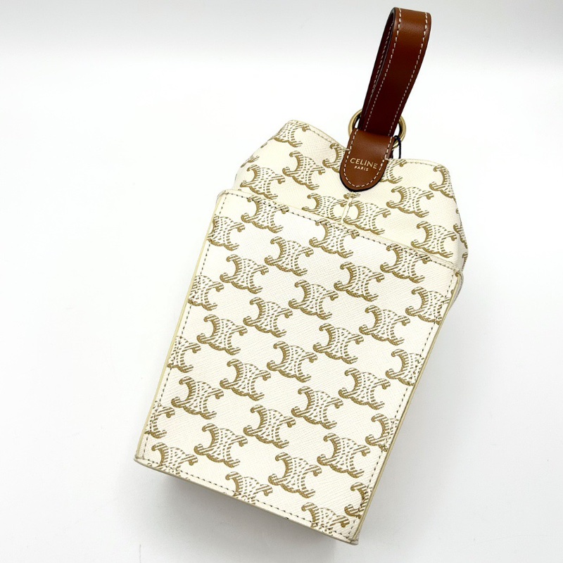 CELINE 秀款白色凱旋門老花 StrapBox小方盒子包11*14*11 98新配件塵袋-3