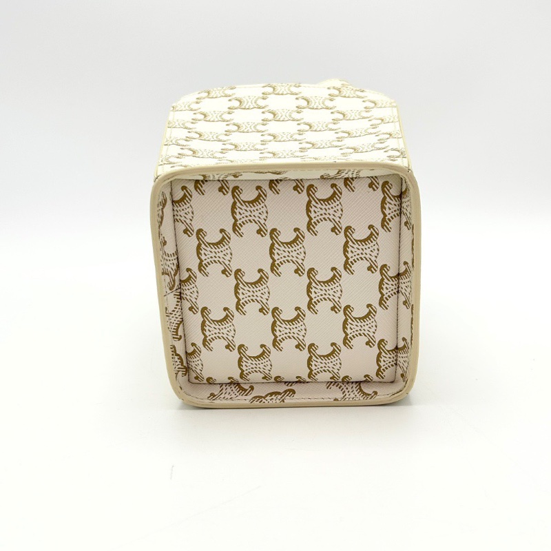 CELINE 秀款白色凱旋門老花 StrapBox小方盒子包11*14*11 98新配件塵袋-4