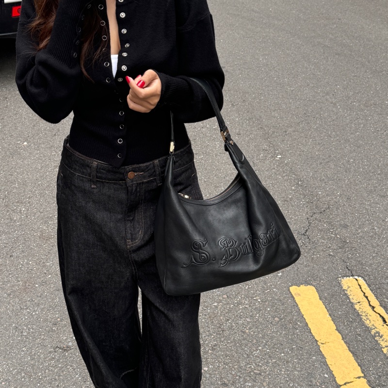 【極新🎁】 BVLGARI 寶格麗 經典黑色 Hobo腋下包 (專櫃122,000)-3