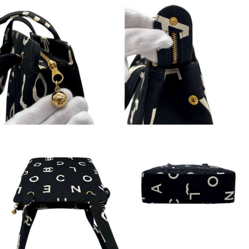 「JL精品代購」9新 Chanel秀款黑白塗鴉字母logo單肩包-7